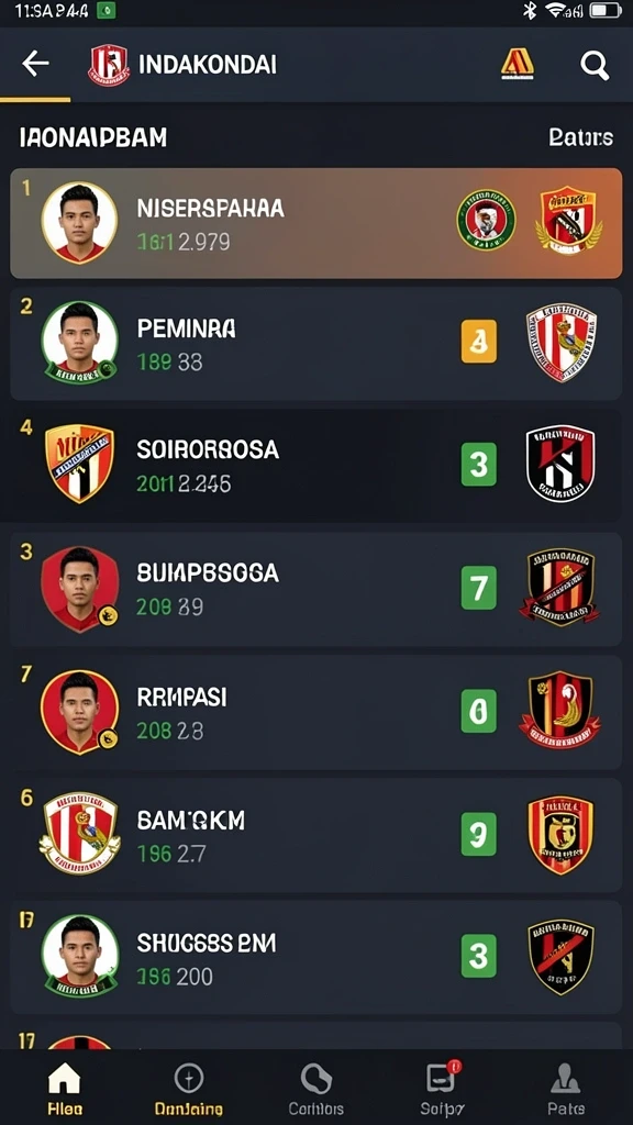 luckydf - Leaderboard yang menunjukkan peringkat pemain.